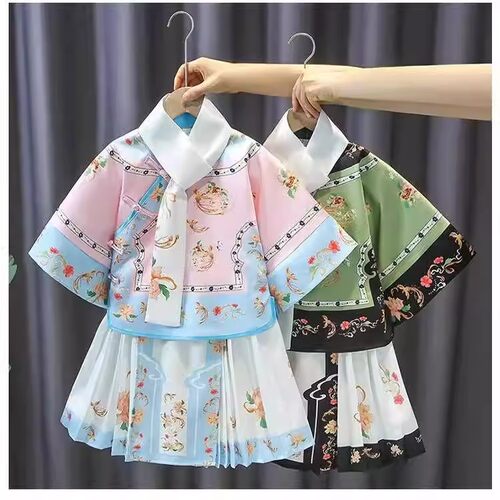 春秋女童古风长袖格格服套装汉服