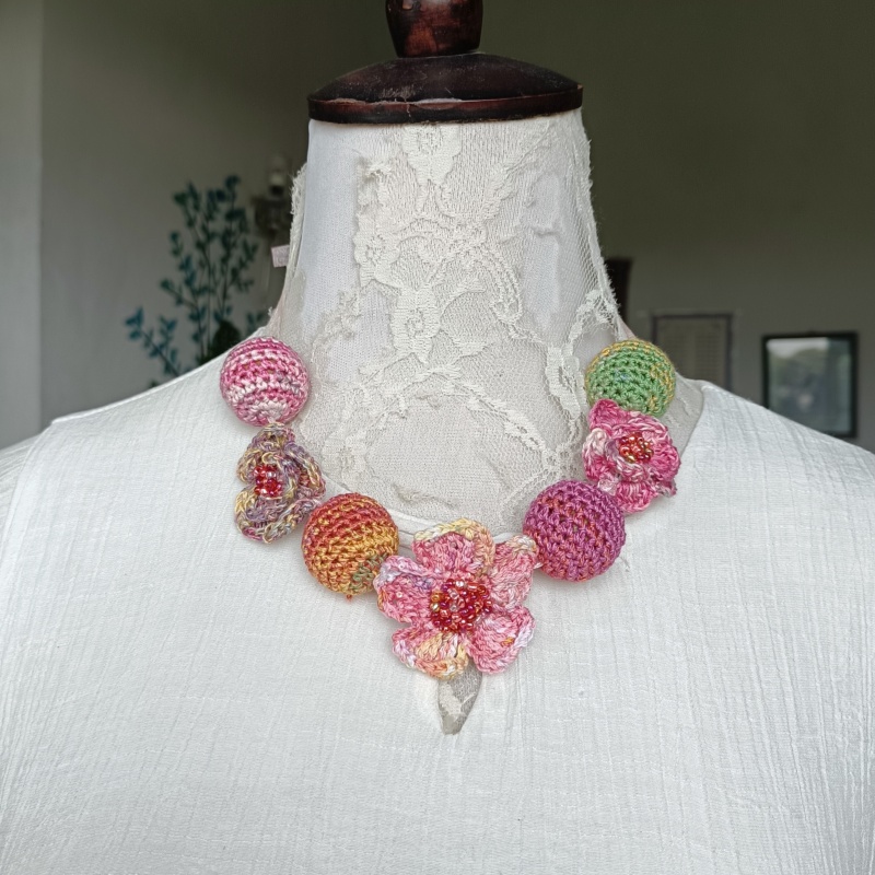 夏季唯美原创纯手工编织彩色钩针项链项链女