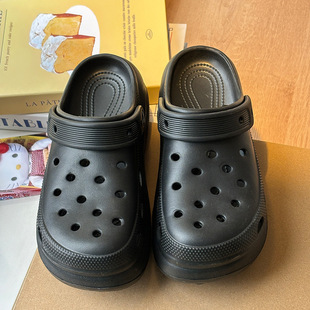 增高沙滩鞋 泡芙洞洞鞋 厚底EVA休闲外穿踩屎感凉鞋 女2025夏季 新款