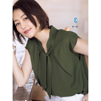 真丝短袖衬衫女士夏季新款通勤职业OL领结飘带气质时尚桑蚕丝上衣