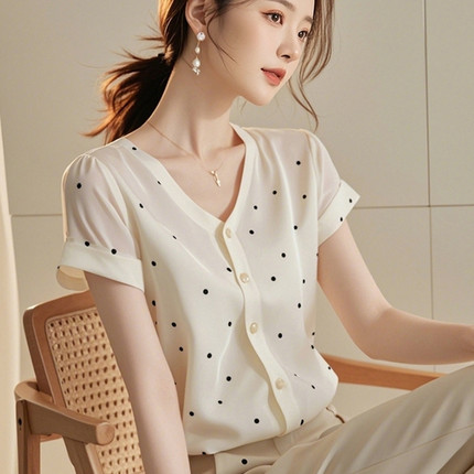 短袖真丝衬衫女士2025夏季设计感小众上衣通勤漂亮桑蚕丝气质小衫