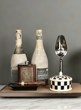 板房间售楼处酒柜吧台前台摆件装饰品酒器冰桶托盘雪茄装饰酒