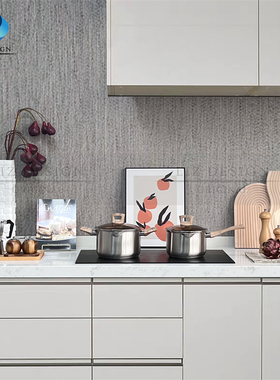 现代厨房样板房间摆件软装厨具汤锅研磨器咖啡壶砧板装饰画组合