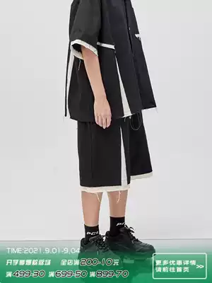 PCLP(PERCLIPS) deconstruction of broken shorts stitching edged irregular cut pants