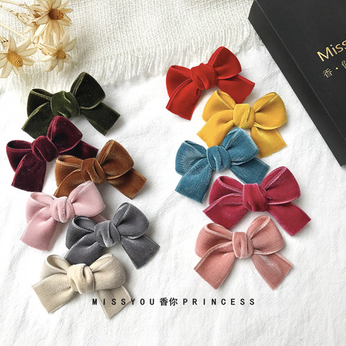 儿童日本碎发头饰对夹丝绒蝴蝶结