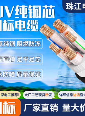 珠江ZC-YJV国标铜芯电缆线2/3/4/5芯10平35 25护套线16 6 2.5 1.5