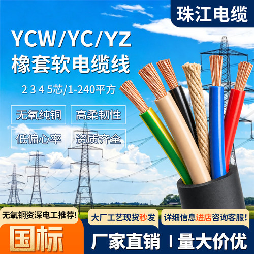 珠江YCW国标阻燃护套线10m