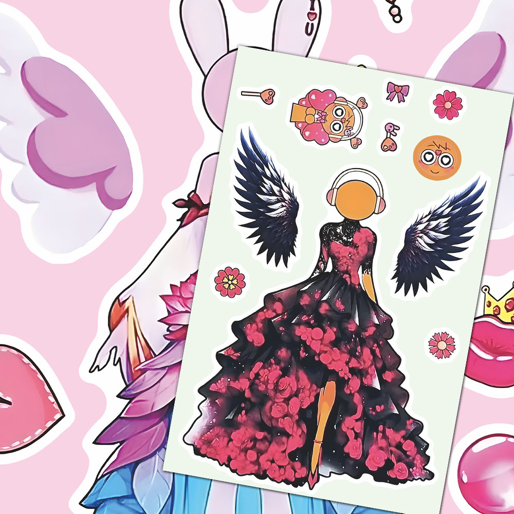 【升级大张】节奏盒子创意模特换装儿童益智游戏爆款卡通贴贴diy,3C数码配件,笔记本个性小贴纸,淘宝优惠券,粉丝福利购,淘宝优惠卷