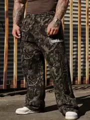 American style YOUNG LA withered tree trend brand sanitary pants for men, loose wide leg straight leg casual sports and leisure pants for summer
