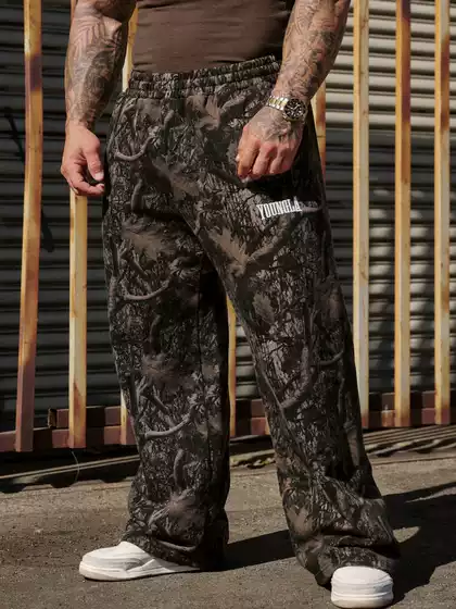 American style YOUNG LA withered tree trend brand sanitary pants for men, loose wide leg straight leg casual sports and leisure pants for summer