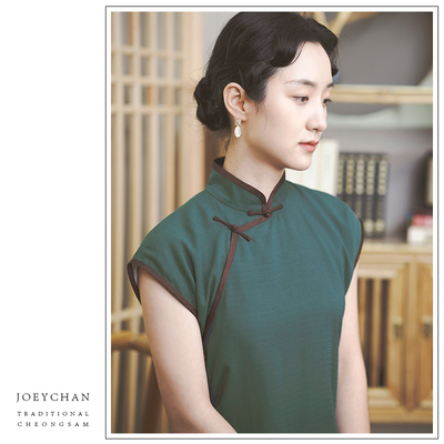 JOEYCHAN 巧懿【綏甯】平裁宽绲及膝旗袍 中国风民国复古少女旗袍