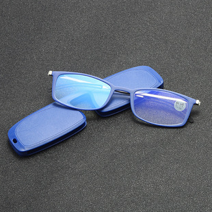 超薄平板纸片便携防蓝光老花镜折叠带盒高清阅读放大眼镜方形护目