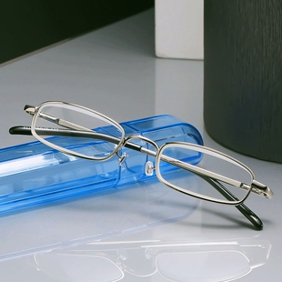 笔筒迷你小眼镜水晶玻璃老花镜便携放大阅读镜护目镜远视带盒结实