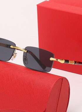 2025新款卡家板材腿无框太阳镜男士欧美小方框墨镜女太阳眼镜