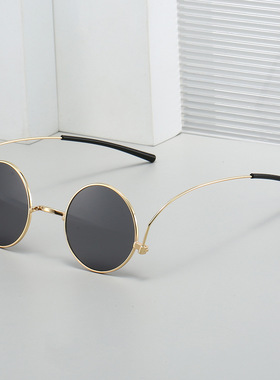 圆形复古纸片墨镜60年代嬉皮士眼镜项链耳环套装角色扮演太阳镜轻