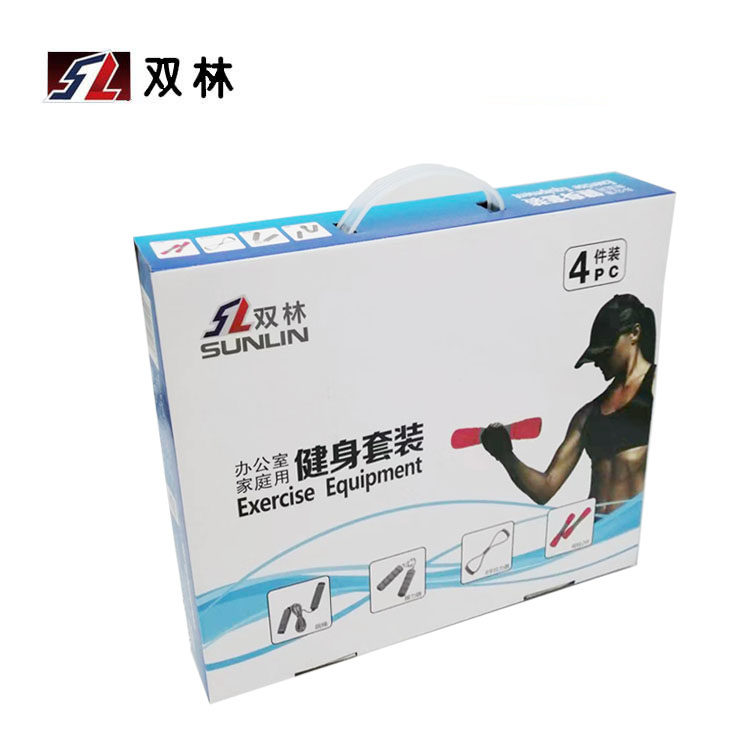 双林运动四件套装家庭办公室减肥健身跳绳拉力器室内哑铃握力器
