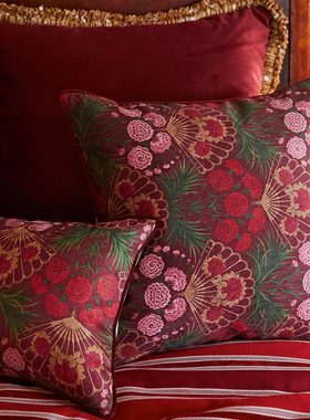 偏爱集美式复古轻奢抱枕套红色喜庆结婚床头靠枕高档中式腰枕靠垫