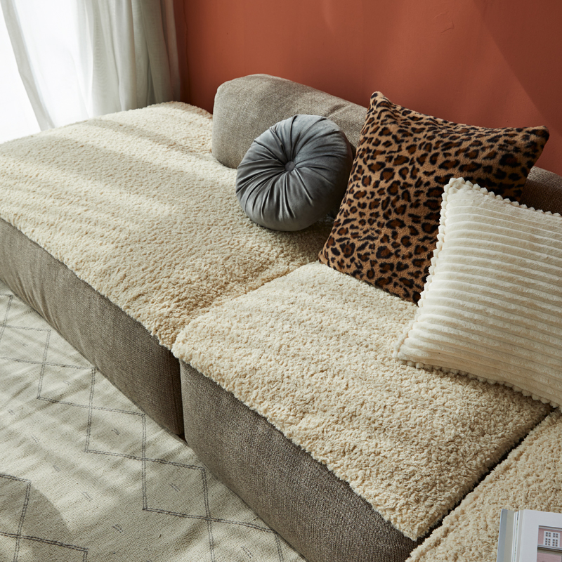 羊毛皮草质感防滑轻奢现代沙发套