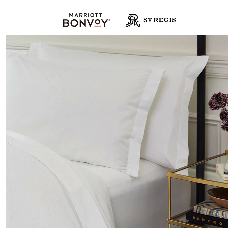 瑞吉五星级酒店芙蕾特贡缎全棉枕套纯棉枕头套一对