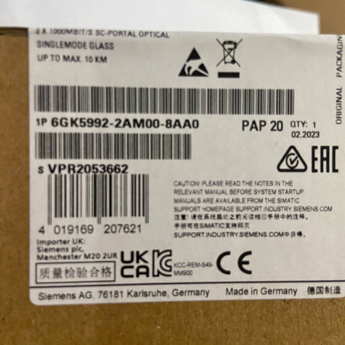 配件6GK5992-2AM00-8AA0 刚到23年日期！议价