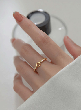 闪钻圆形几何戒指女日韩风轻奢小众高级感指环开口气质百搭食指戒