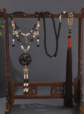 国风中式明制马面裙背云软明制汉服璎珞古风流苏背云吊坠项链