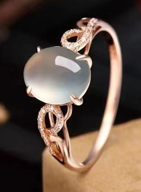 冰种玉髓开口戒指女蛋面玉石指环时尚潮马来热卖新款