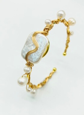 天然淡水珍珠手工绕线编织手镯爆款时尚精美百搭手环