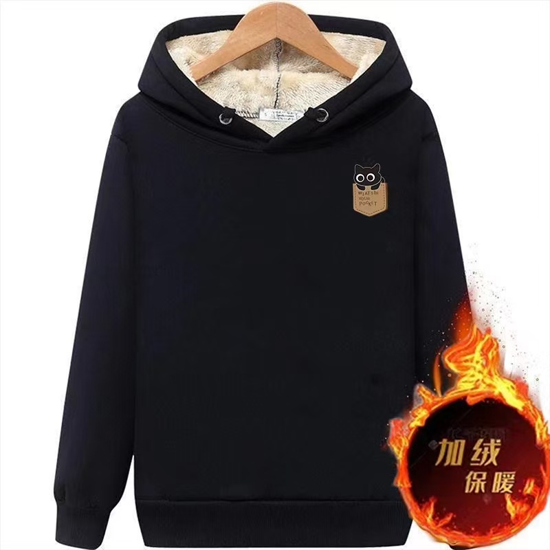 2025新款加绒加厚连帽卫衣男