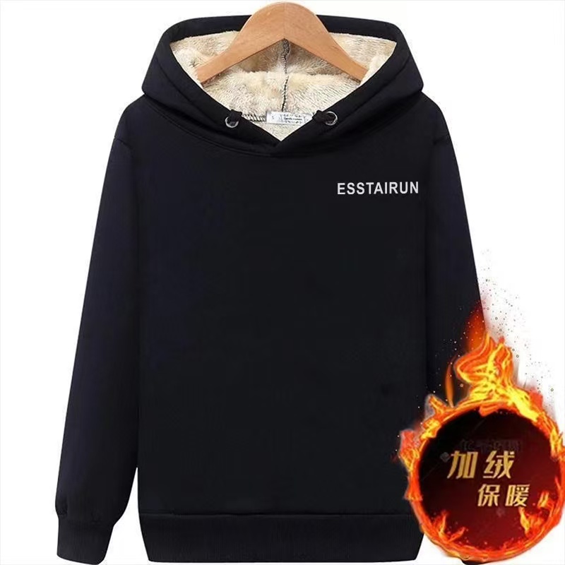 大码连帽卫衣加绒加厚秋冬季男