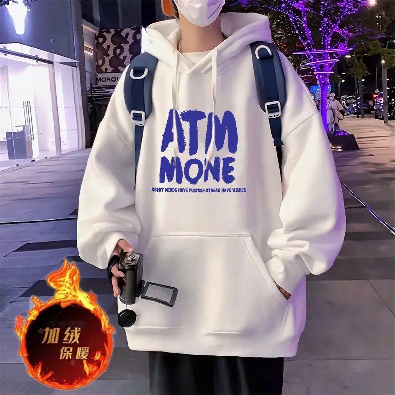 加绒连帽卫衣新款宽松美式秋
