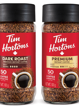 加拿大Tim Hortons提姆Tims中/重度烘焙速溶冻干黑咖国民咖啡100g