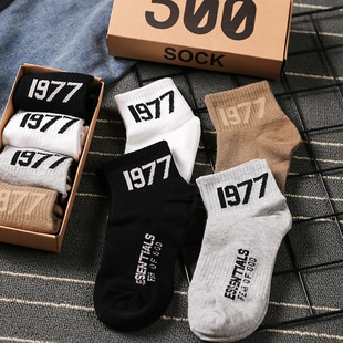 袜子男士 低帮透气 短筒袜1977字母ins潮牌女FOG欧美运动纯棉夏季