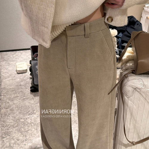 「日常裤王」570G加厚银狐绒休闲裤宽松直筒显瘦灯芯绒裤长裤高腰