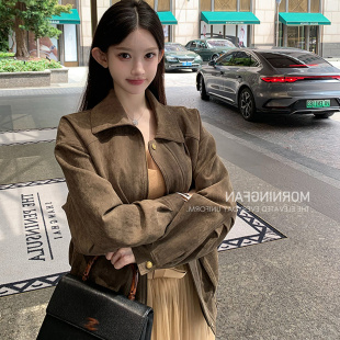「like Jennie」宽松阔感复古麂皮外套休闲夹克上衣女秋