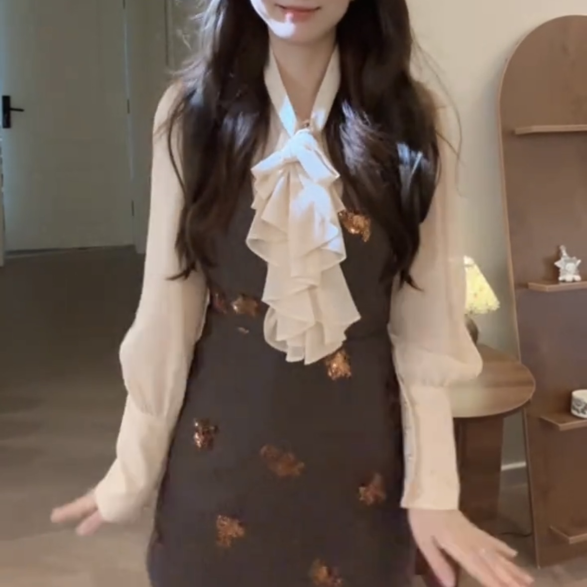 法式小香风衬衫吊带裙子两件套