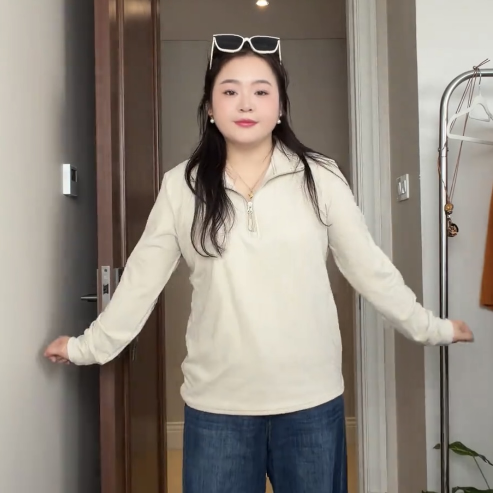 秋冬款显瘦百搭纯色立领打底衫