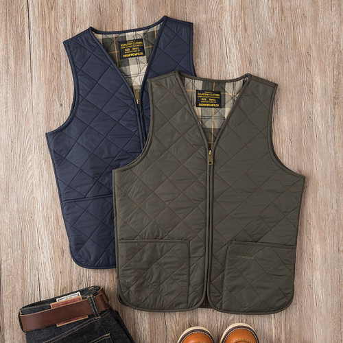 阿美咔叽美式复古户外V领绗缝多口袋工装背心马甲男油蜡夹克内胆