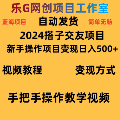 2024全新项目搭子交友项目新手操作项目日入500+视频教学变现方式