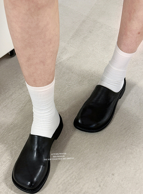 widelia陈姬儿新款黑色包头半拖鞋女百搭小众懒人单鞋小皮鞋1633