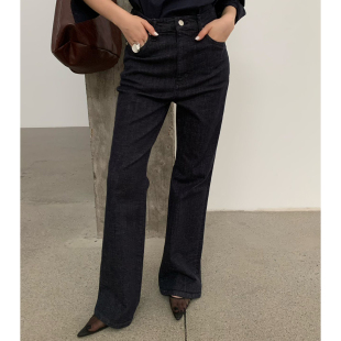 气质百搭长裤 WAIT 韩系深蓝色显瘦微喇牛仔裤 2025秋季 5925 MORE