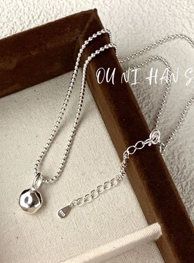 925纯银项链女ins风小菱形时尚轻奢复古素银简约锁骨链饰品523