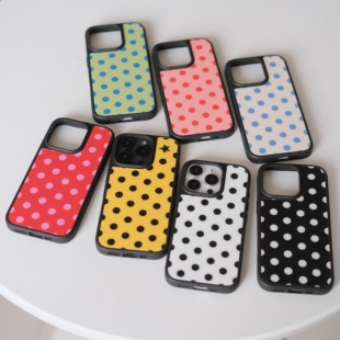 小众ins彩色波点磨砂玻璃磁吸手机壳适用苹果iPhone17promax手机壳16pro黑框软边15手机壳14pro全包16