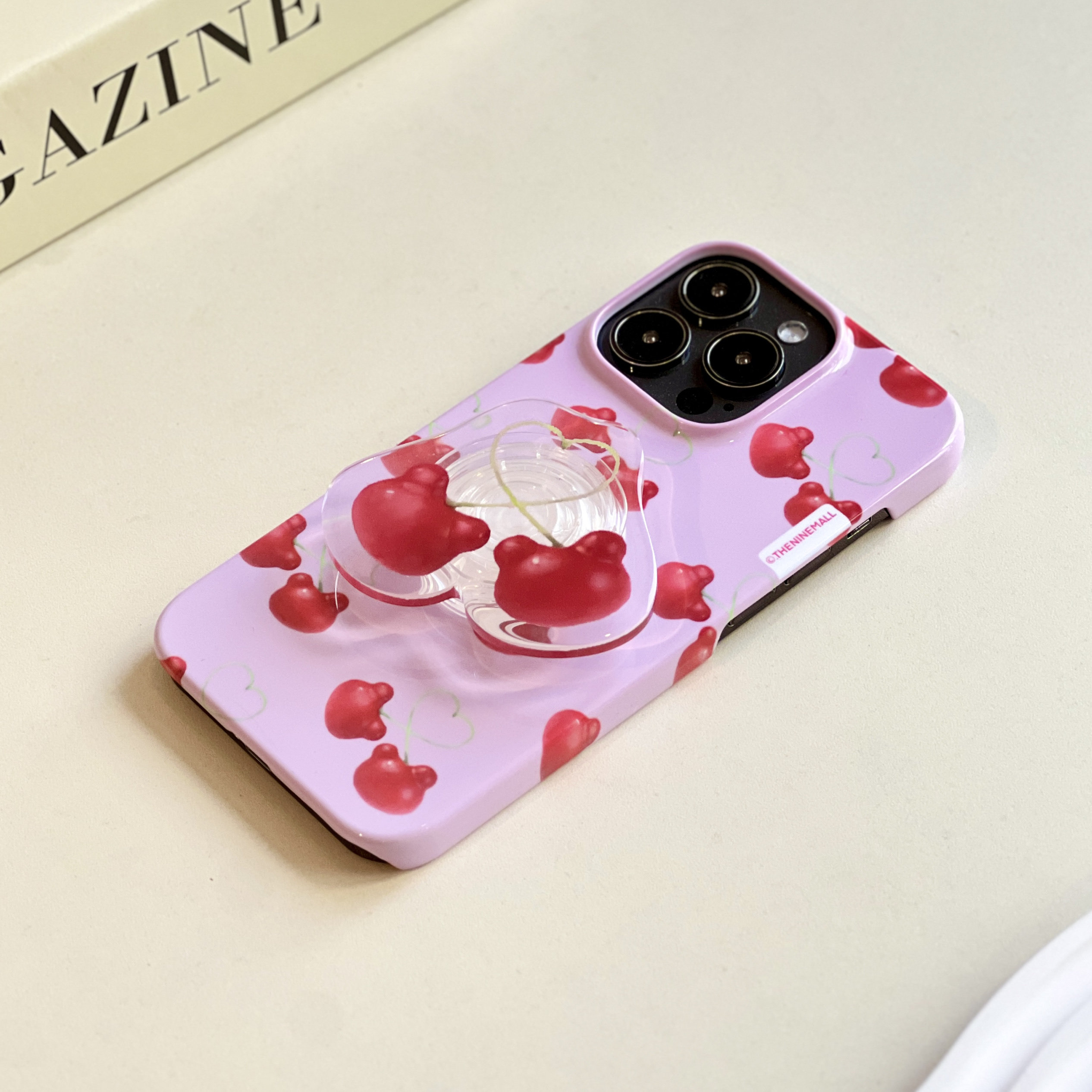 ins韩国小众粉色樱桃手机壳硬壳全包按键适用苹果iPhone17promax菲林手机壳16pro磨砂12亮面全包13精孔软壳16