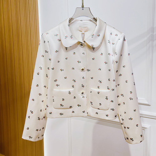 2026年早春淑女通勤浪漫碎花短外套娃娃领减龄印花上衣女XSJ1W05D
