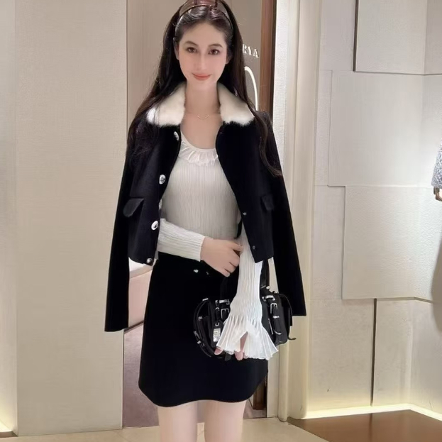 2025年冬优雅高级感双面羊毛呢百搭女人味A字裙半身短裙XRJ7Q11D