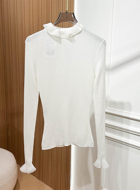 2025秋冬减龄黑色白色针织衫上衣花边领设计纯色打底衫女XRJ7M14D