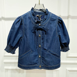2025秋牛仔衬衫 气质衬衣木耳边叠穿外套XRV5S29A 女设计感小众法式