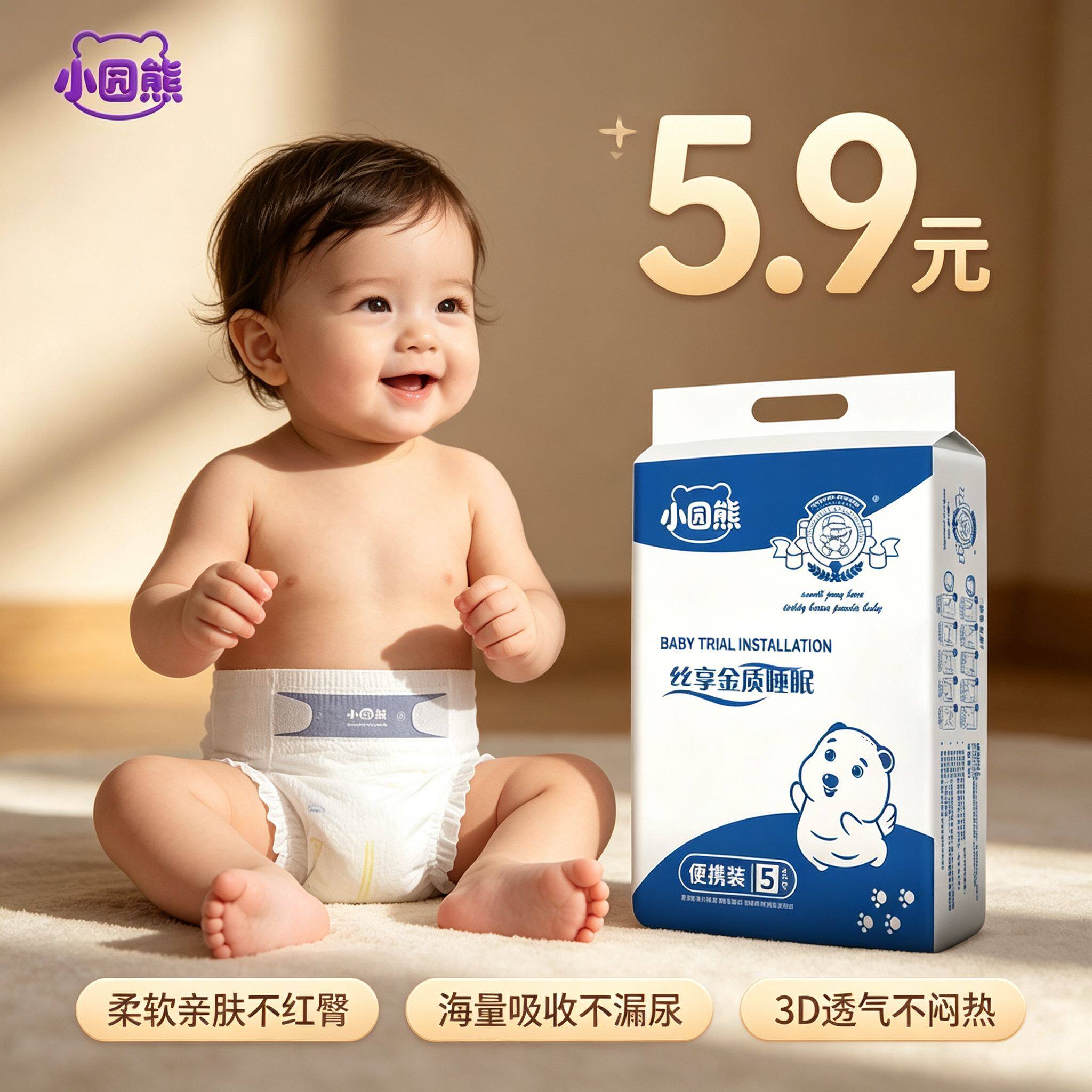 试用装纸尿裤秋冬超薄透气拉拉裤婴儿裤尿不湿便携装防敏体验装