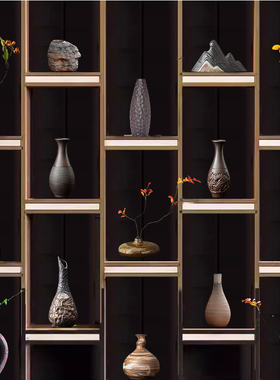 摆件样板间花瓶陶瓷小花插新中式